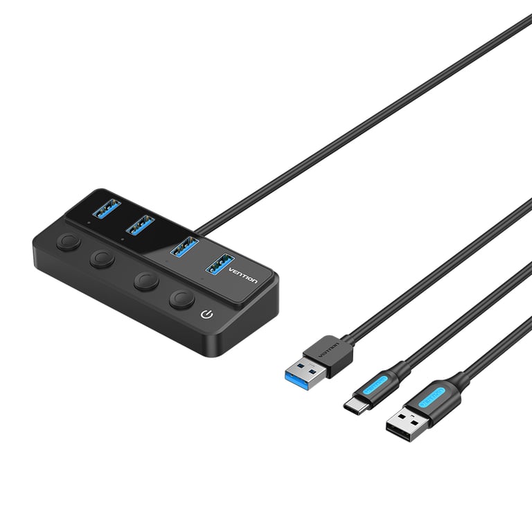 Vention CHWBF huby i koncentratory USB 3.2 Gen 1 (3.1 Gen 1) Type-A 5000 Mbit/s Czarny