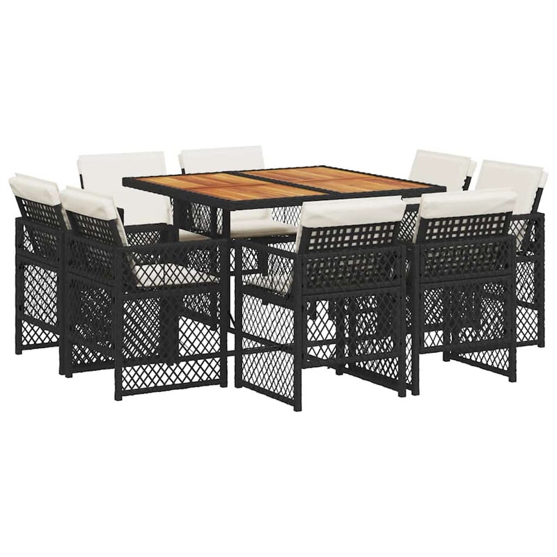 Zestaw Mebli Ogrodowych Czarny Polirattan Stół Krzesła Meble Ogrodowe Na Taras Ogród Balkon