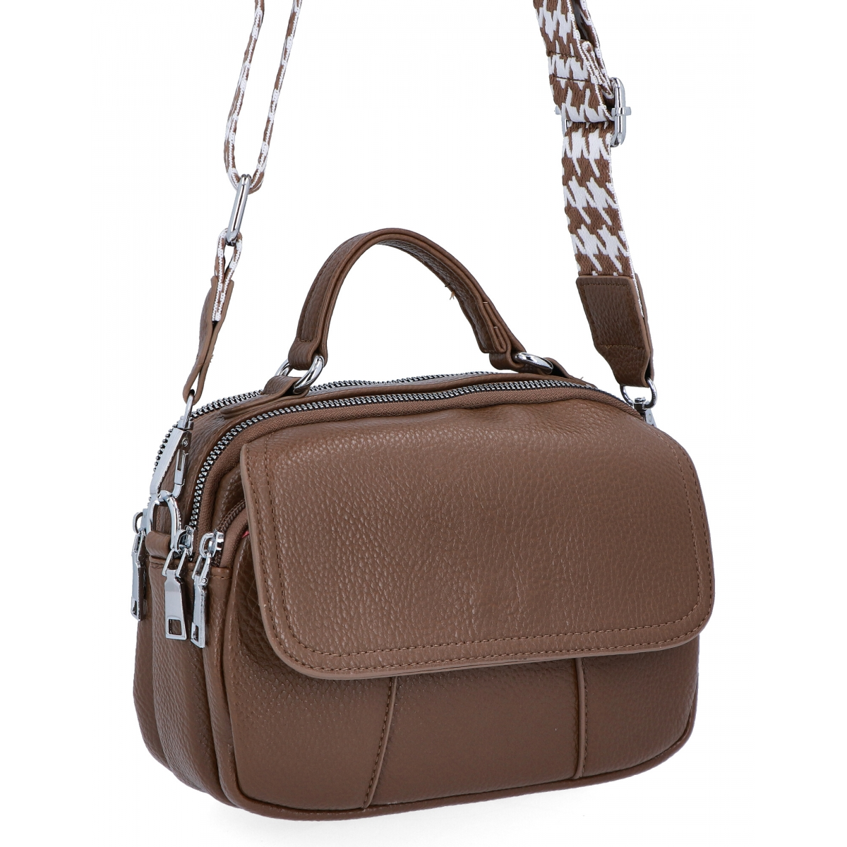 Mała Torebka Listonoszka 2 Komory firmy Herisson 1352H2023-133 Ziemista