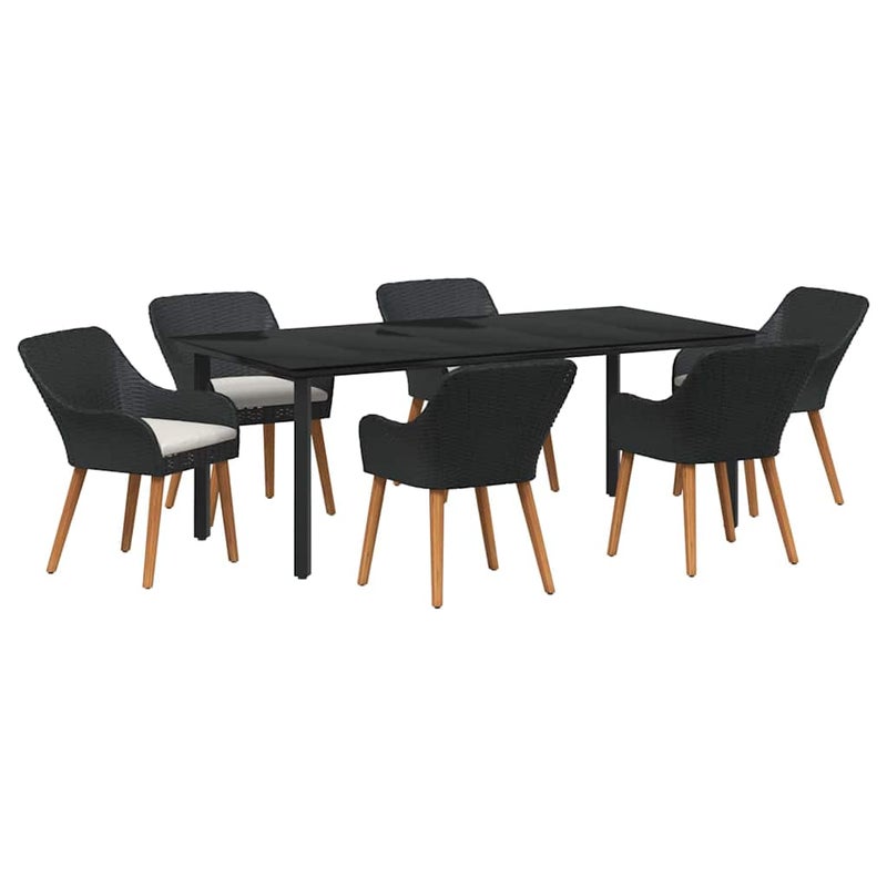 Zestaw Mebli Ogrodowych Czarny Polirattan Stół Krzesła Meble Ogrodowe Na Taras Ogród Balkon