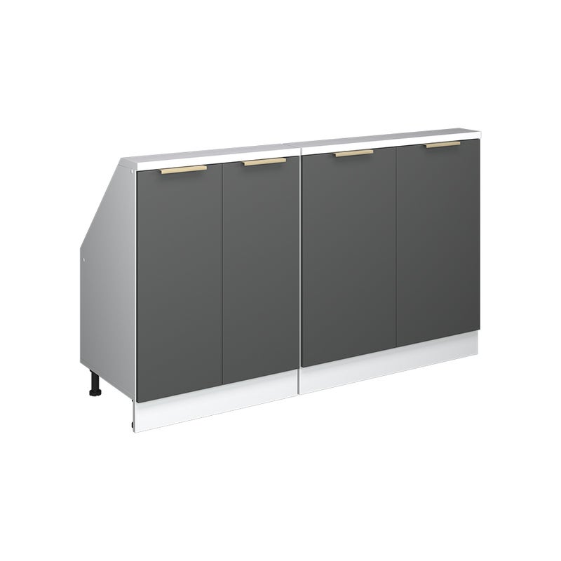 Vicco Szafka kuchenna na dach skośny R-Line, Antracytowo-złoto-biały, 140 cm Zestaw 2 sztuk