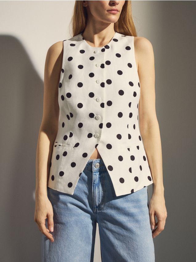 Reserved - Kamizelka garniturowa z lnem - wielobarwny