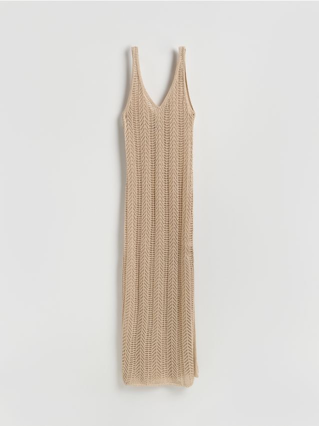 Reserved - Sukienka plażowa z metalizowaną nicią - złoty