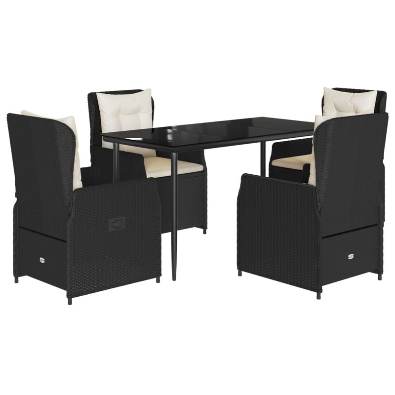 Meble Ogrodowe Polirattan Czarny Zestaw Mebli Ogrodowych Stół Krzesła Komplet Na Taras Balkon Ogród