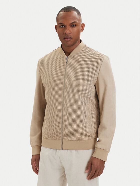 KARL LAGERFELD Kurtka skórzana 555011 562411 Beżowy Regular Fit