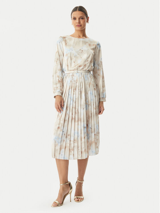 Rinascimento Sukienka koktajlowa CFC0127960003 Beżowy jasny Regular Fit