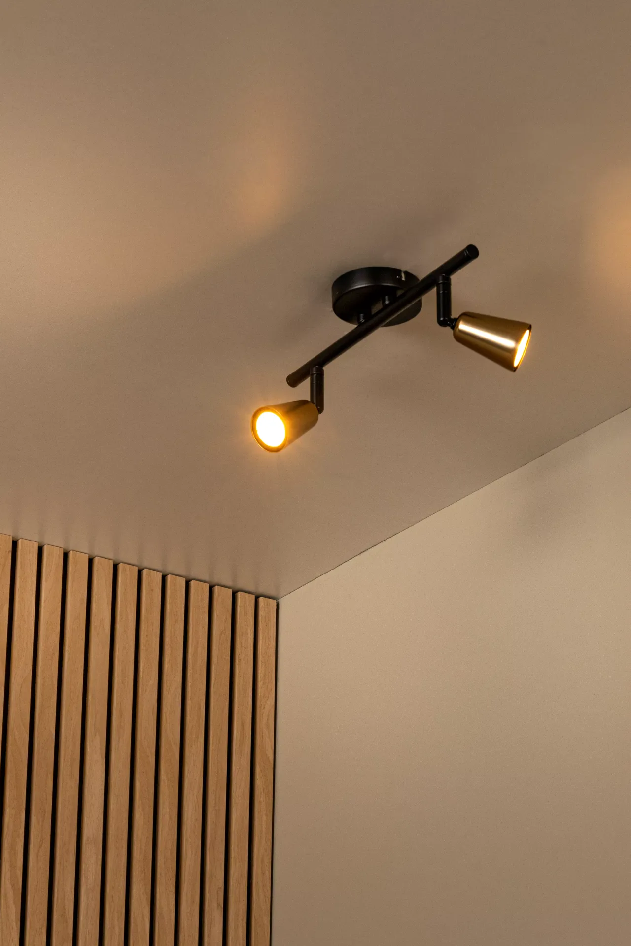 TIANA reflektorki czarno-złote 2xGU10 na listwie LUCIDE 65901/02/05