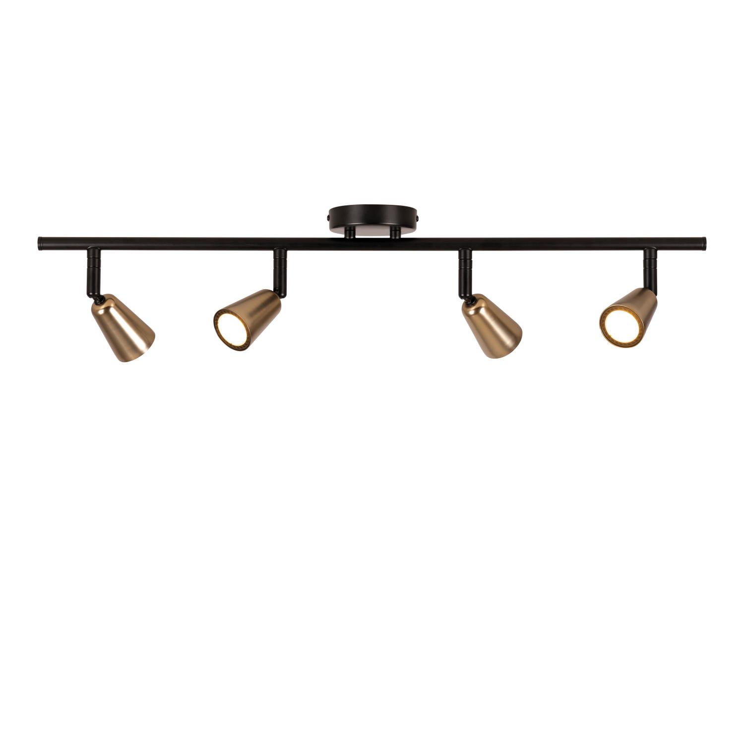 TIANA reflektorki czarno-złote 4xGU10 na listwie LUCIDE 65901/04/05