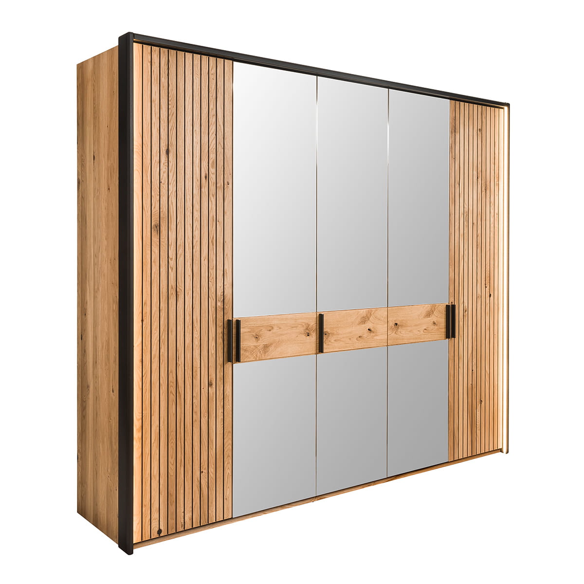 Szafa dębowa pięciodrzwiowa z lustrem Pianoli