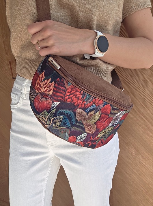 Nerka brąz czekolada KOLOROWE KWIATY