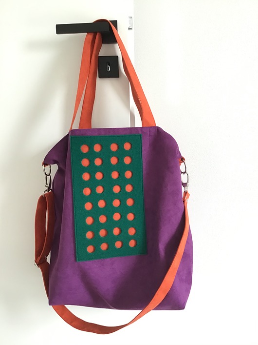 Torba hobo XXL - fiolet, pomarańcz, szmaragd