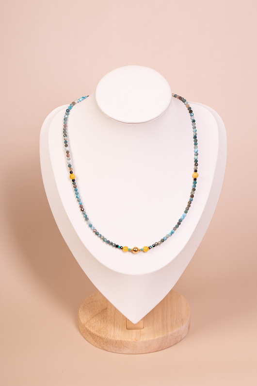 Naszyjnik apatyt i bursztyn