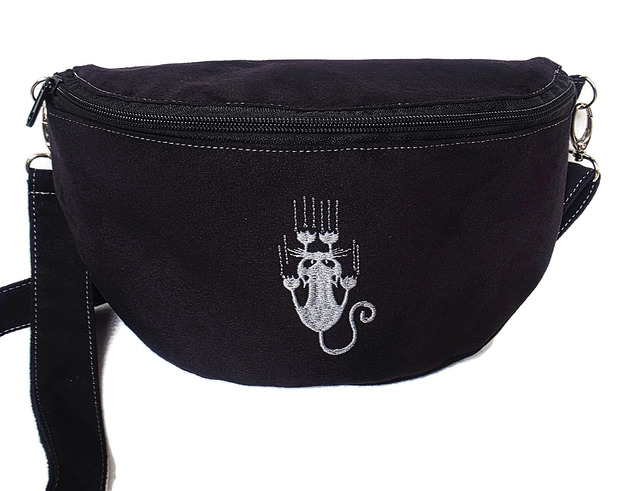 Nerka czarna z kotem haft