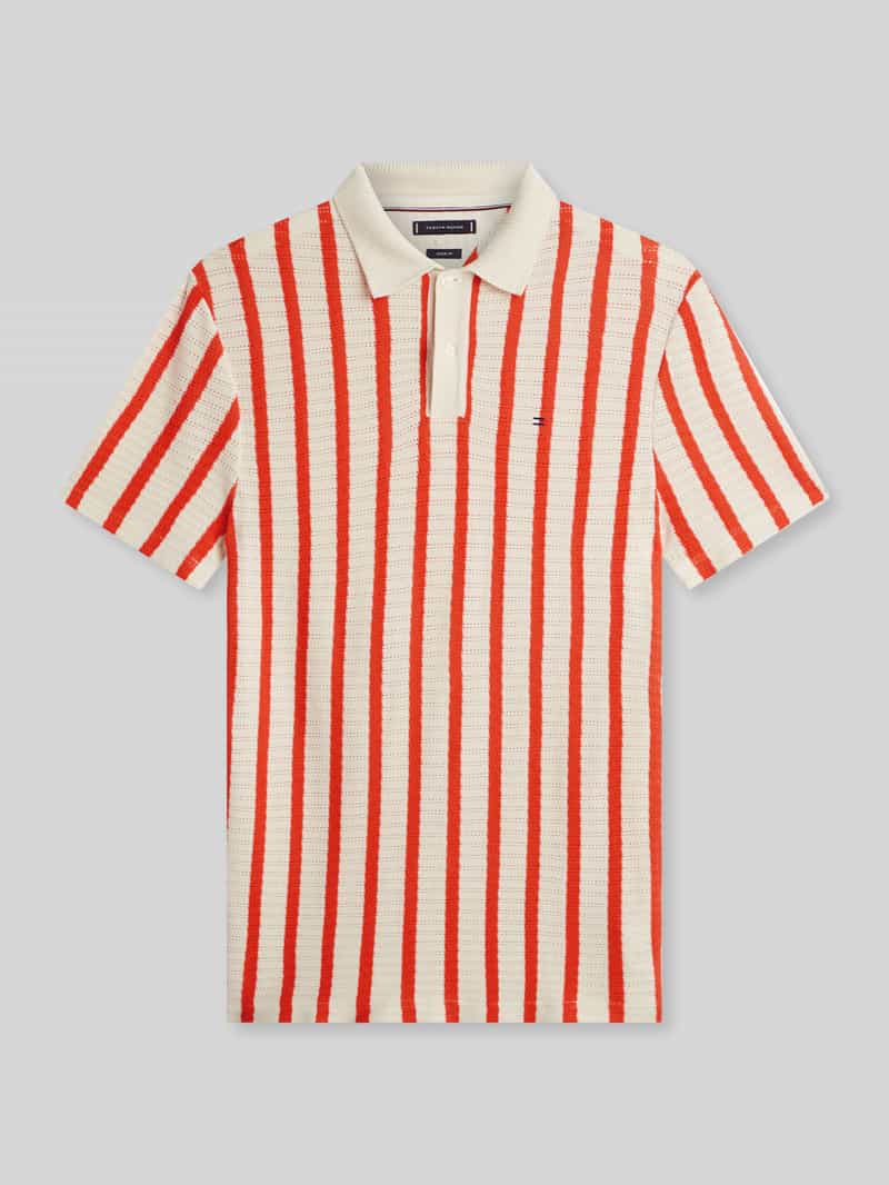 Koszulka polo o kroju relaxed fit z ażurową dzianiną