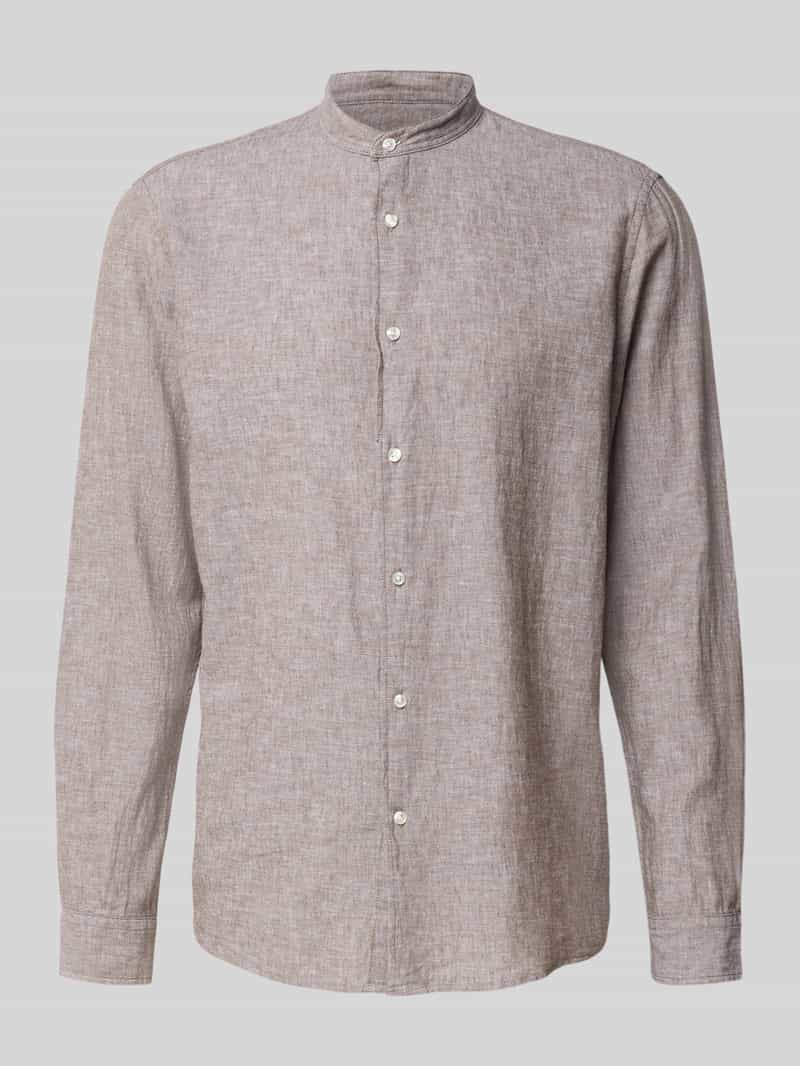 Koszula casualowa o kroju regular fit z mieszanki lnu i bawełny
