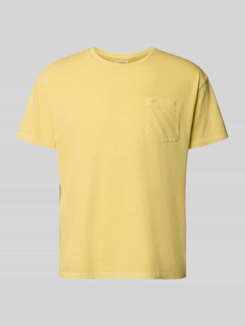 T-shirt z mieszanki bawełny i lnu z brustaszą