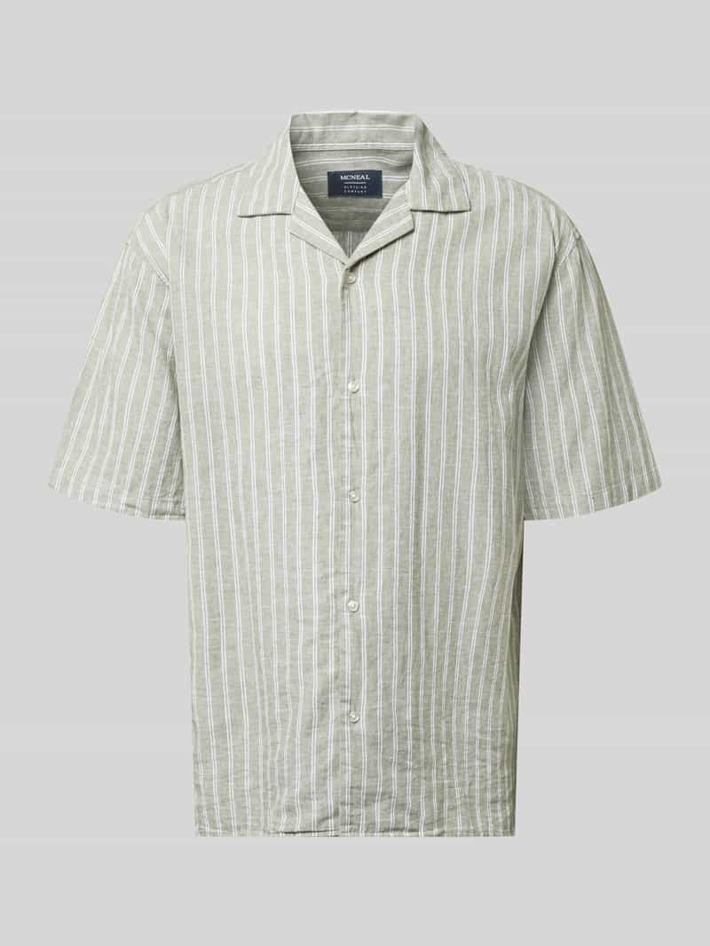 Koszula casualowa o kroju regular fit z mieszanki lnu i bawełny