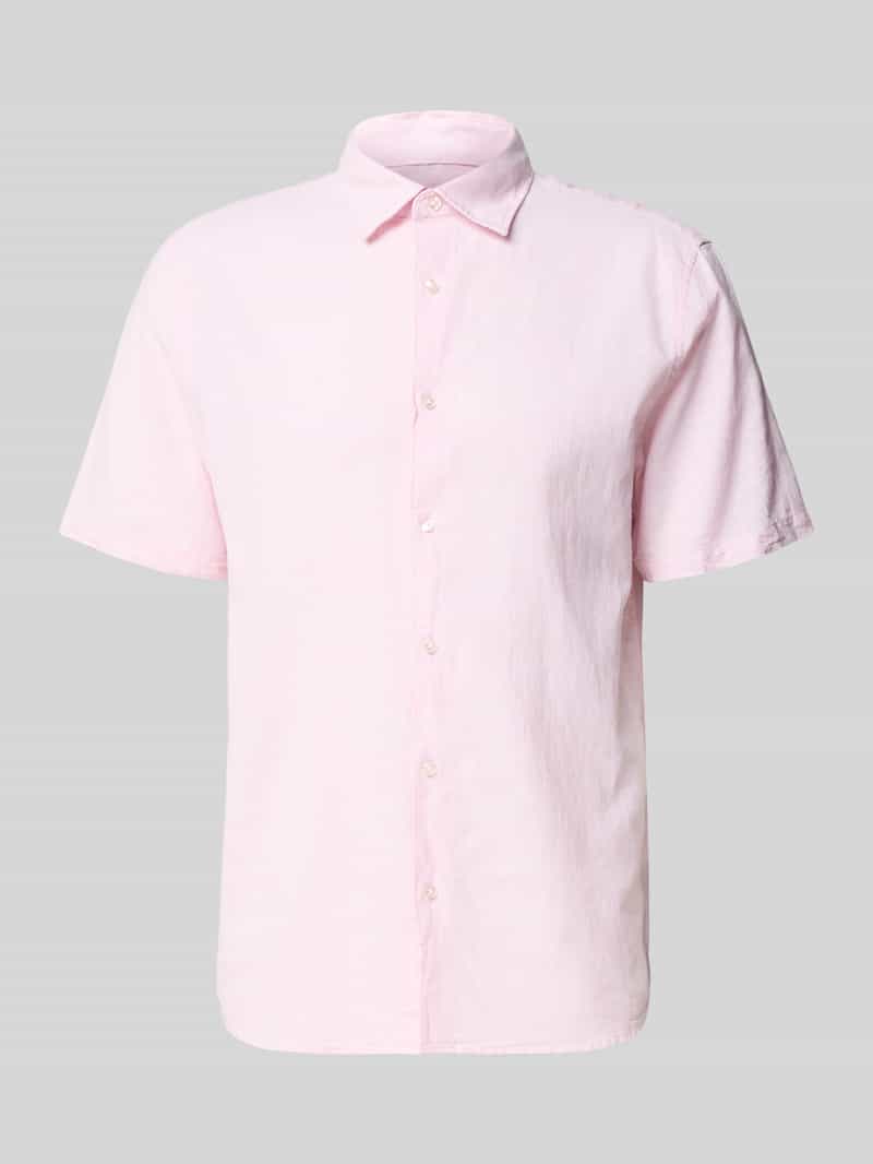 Koszula casualowa o kroju regular fit z mieszanki lnu i bawełny