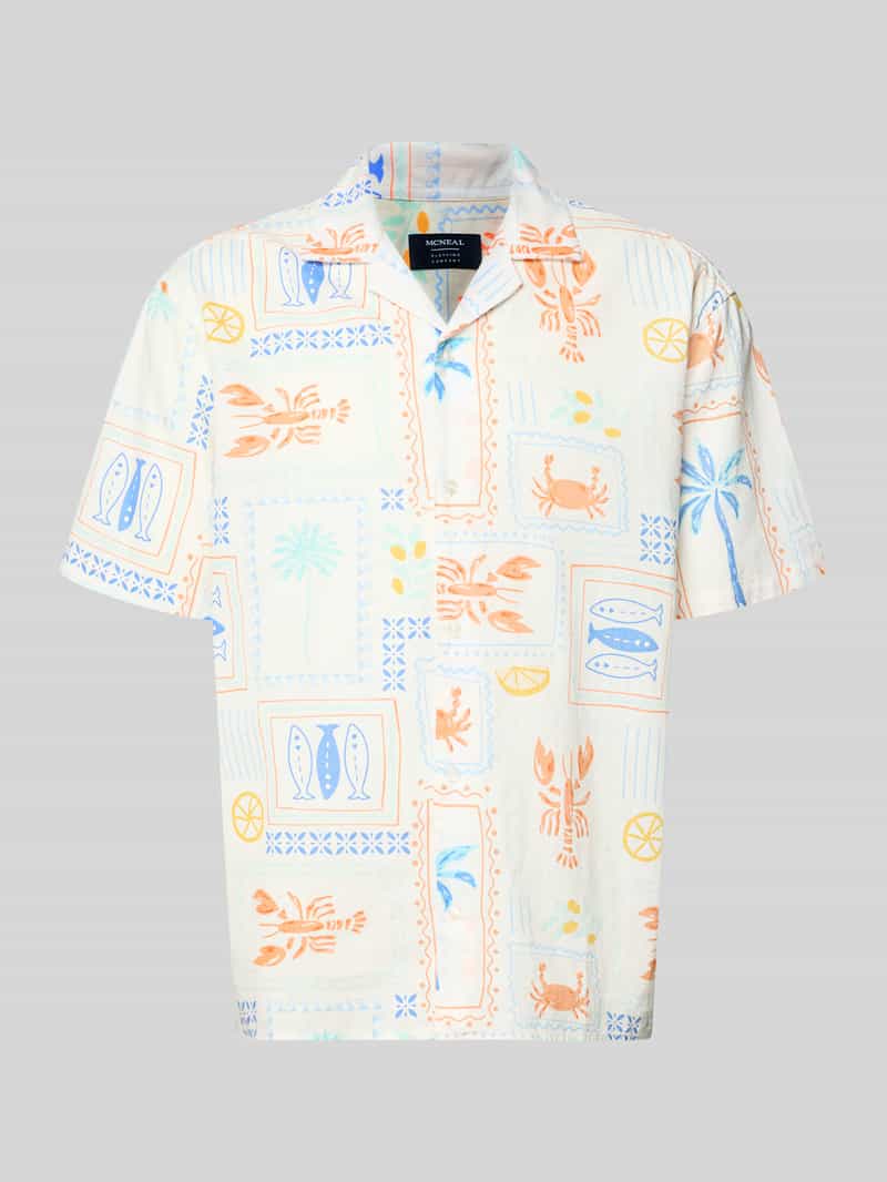 Koszula casualowa o kroju regular fit z mieszanki lnu i bawełny