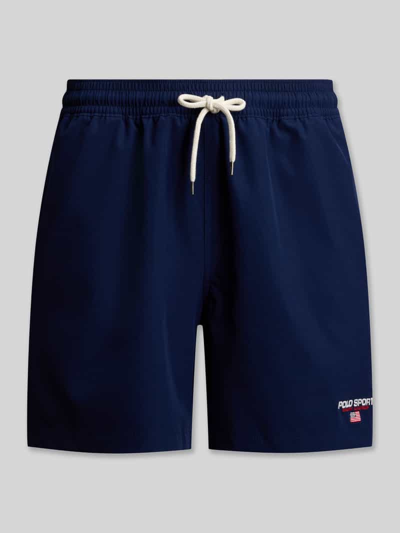 Szorty kąpielowe z przeszyciem z logo