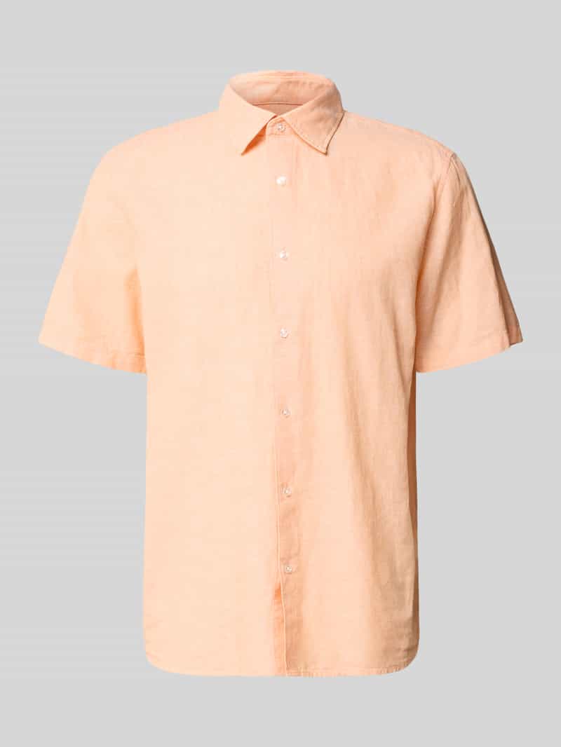 Koszula casualowa o kroju regular fit z mieszanki lnu i bawełny