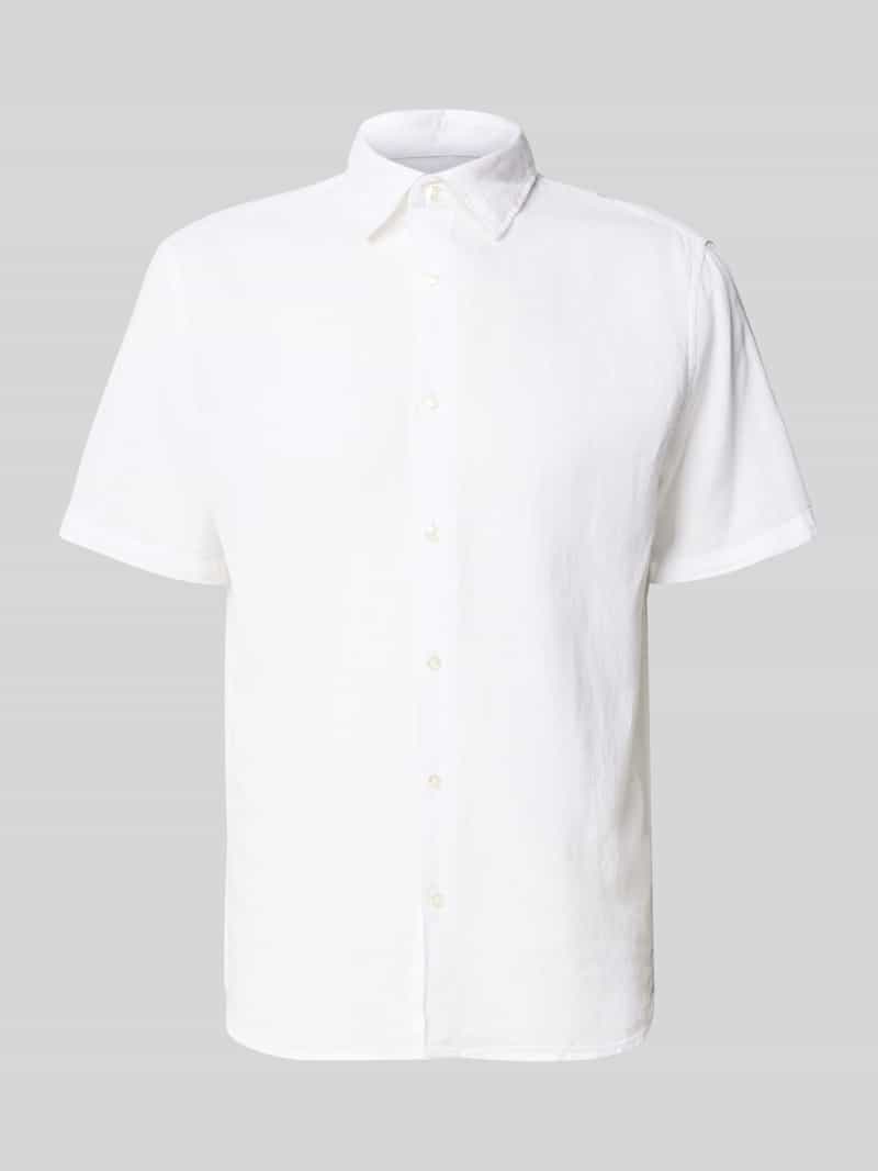 Koszula casualowa o kroju regular fit z mieszanki lnu i bawełny