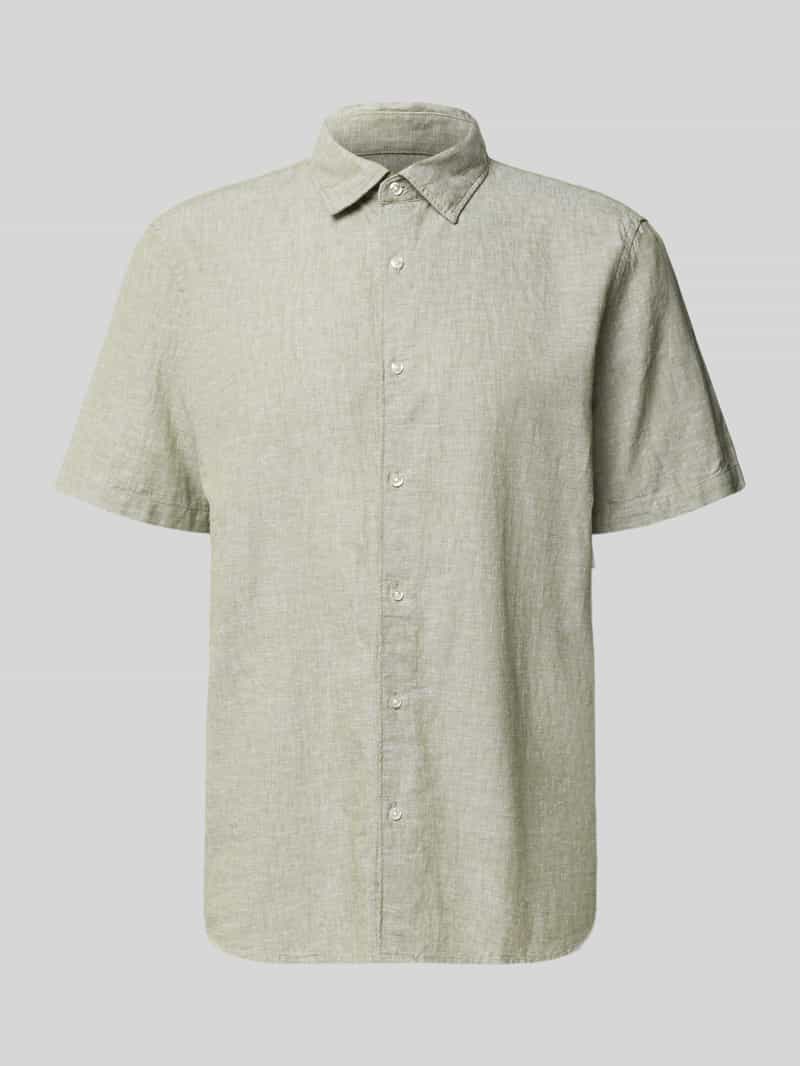 Koszula casualowa o kroju regular fit z mieszanki lnu i bawełny