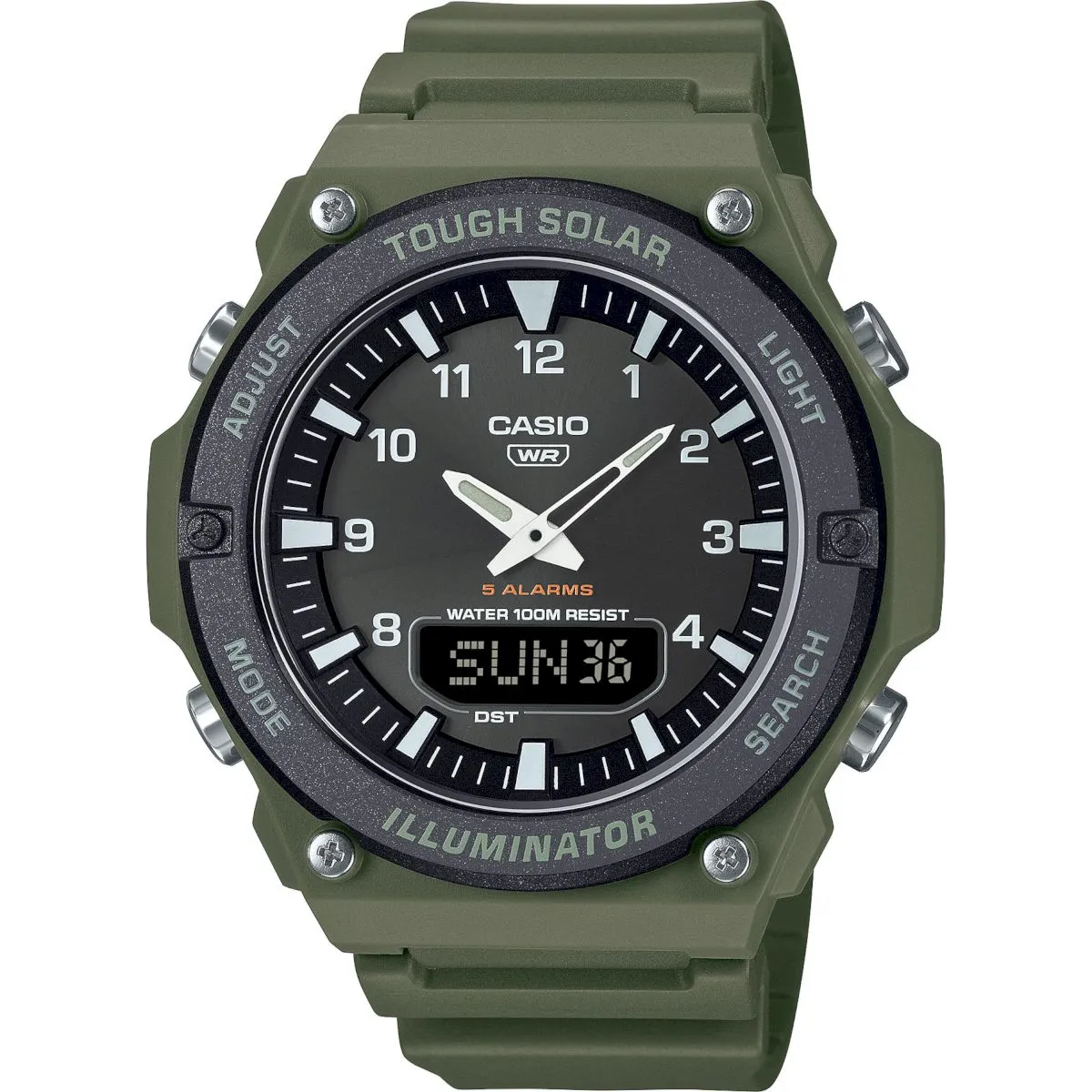 Zegarek Casio AQ-S820W-3BVEF sportowy zegarek zielony z panelem słonecznym