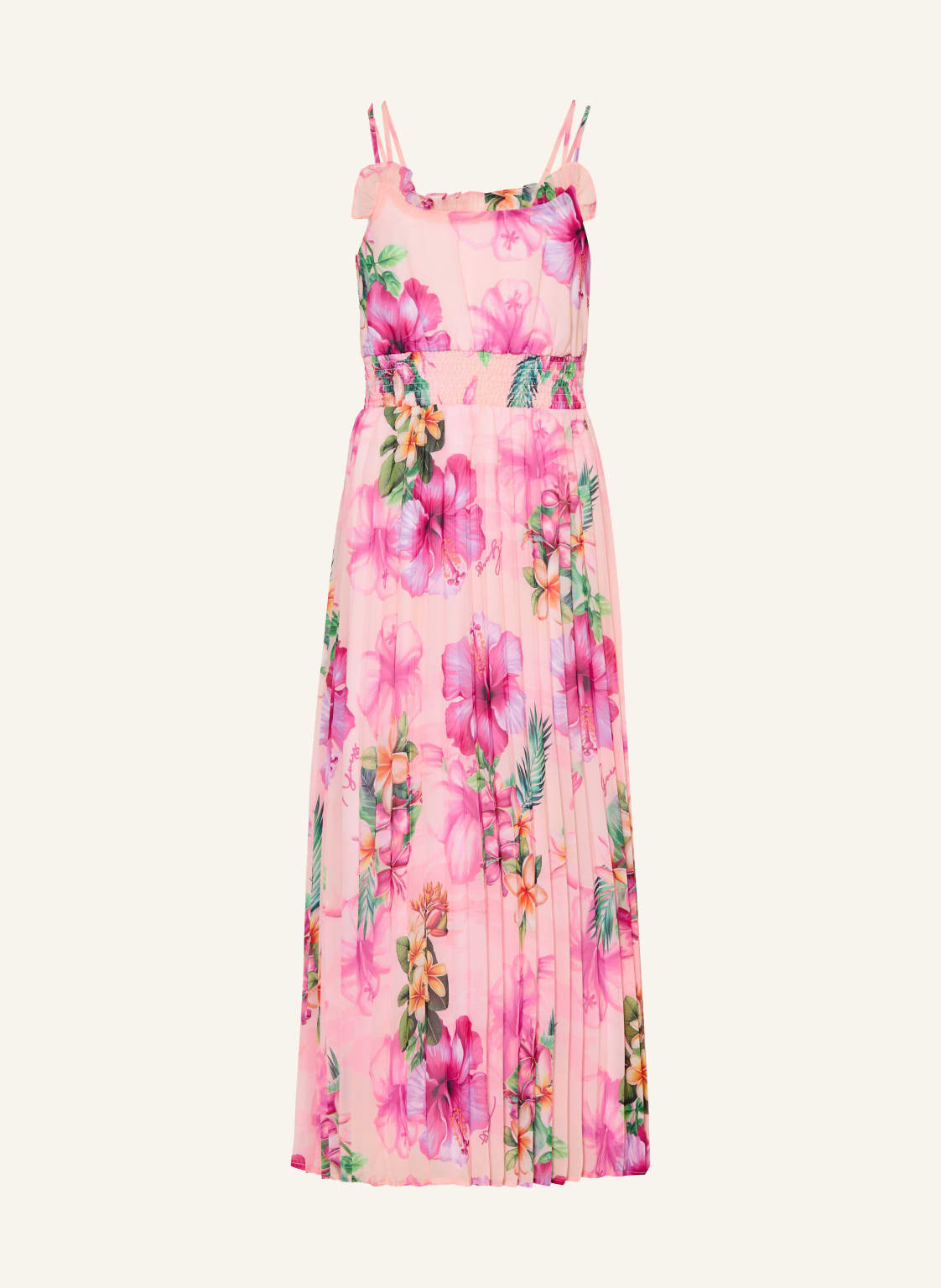 Guess Sukienka Plisowana Z Falbanami pink