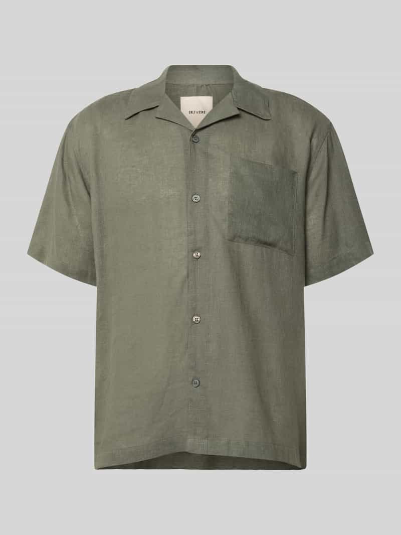 koszula casualowa o kroju relaxed fit z mieszanki lnu i wiskozy model 'LAURENCE'