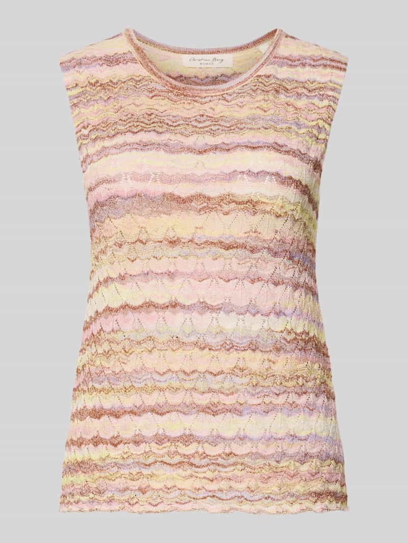 Top z dzianiny z mieszanka wiskozy z okrągły dekolt