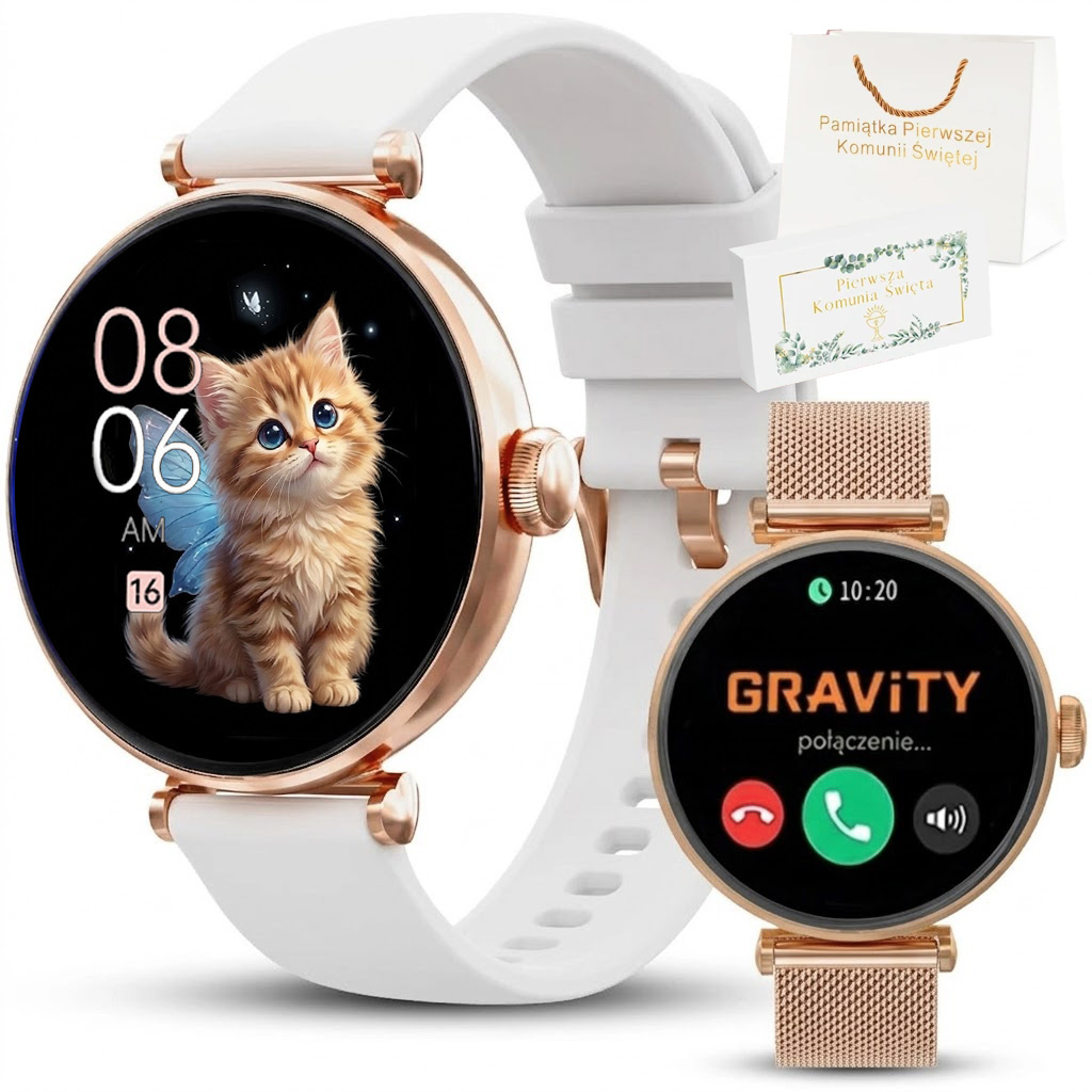 Zegarek dziecięcy SMARTWATCH GRAVITY na Komunię - GT26-2 RG/RG/WH