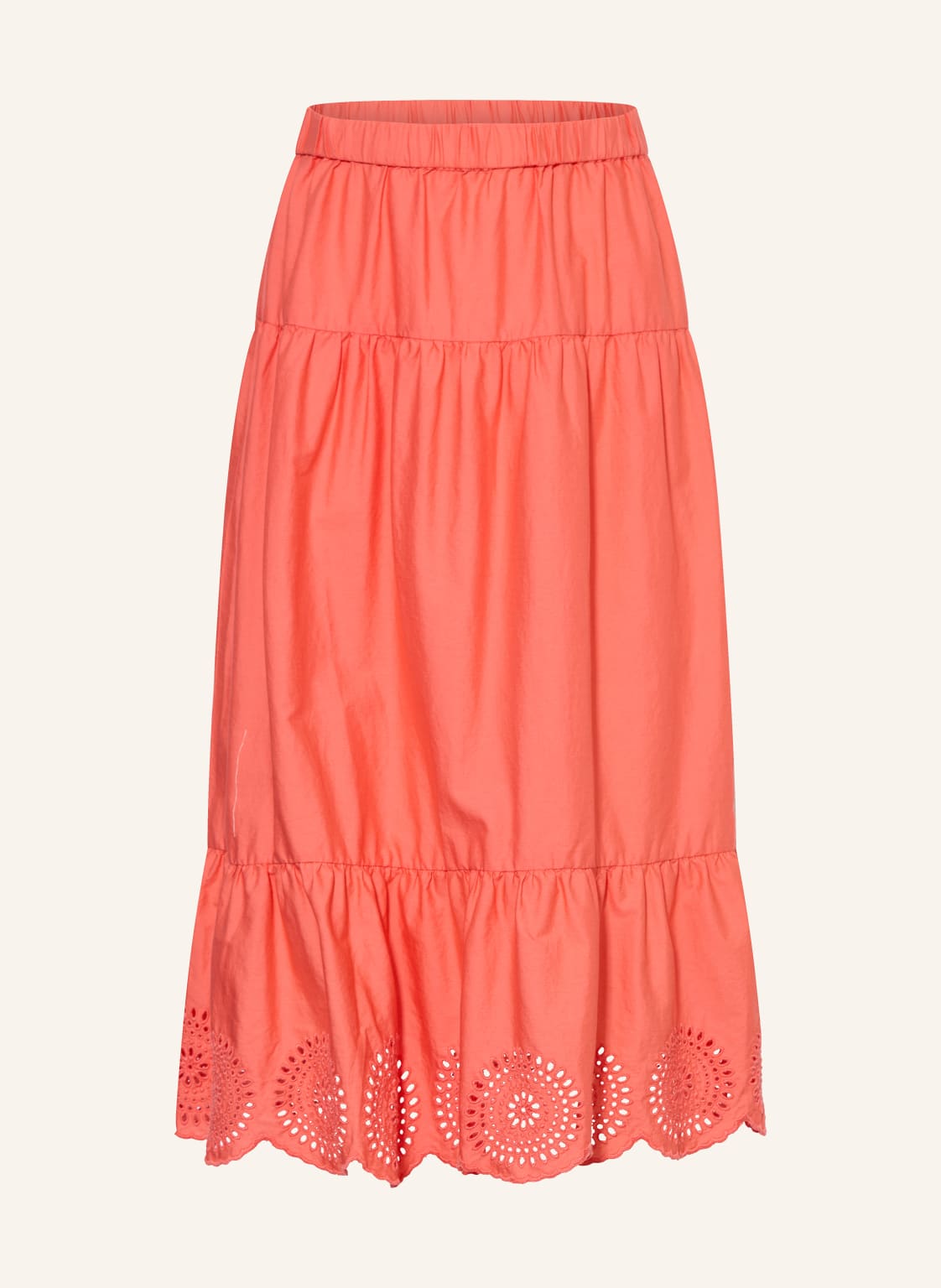 Garcia Spódnica Z Ażurową Koronką rot
