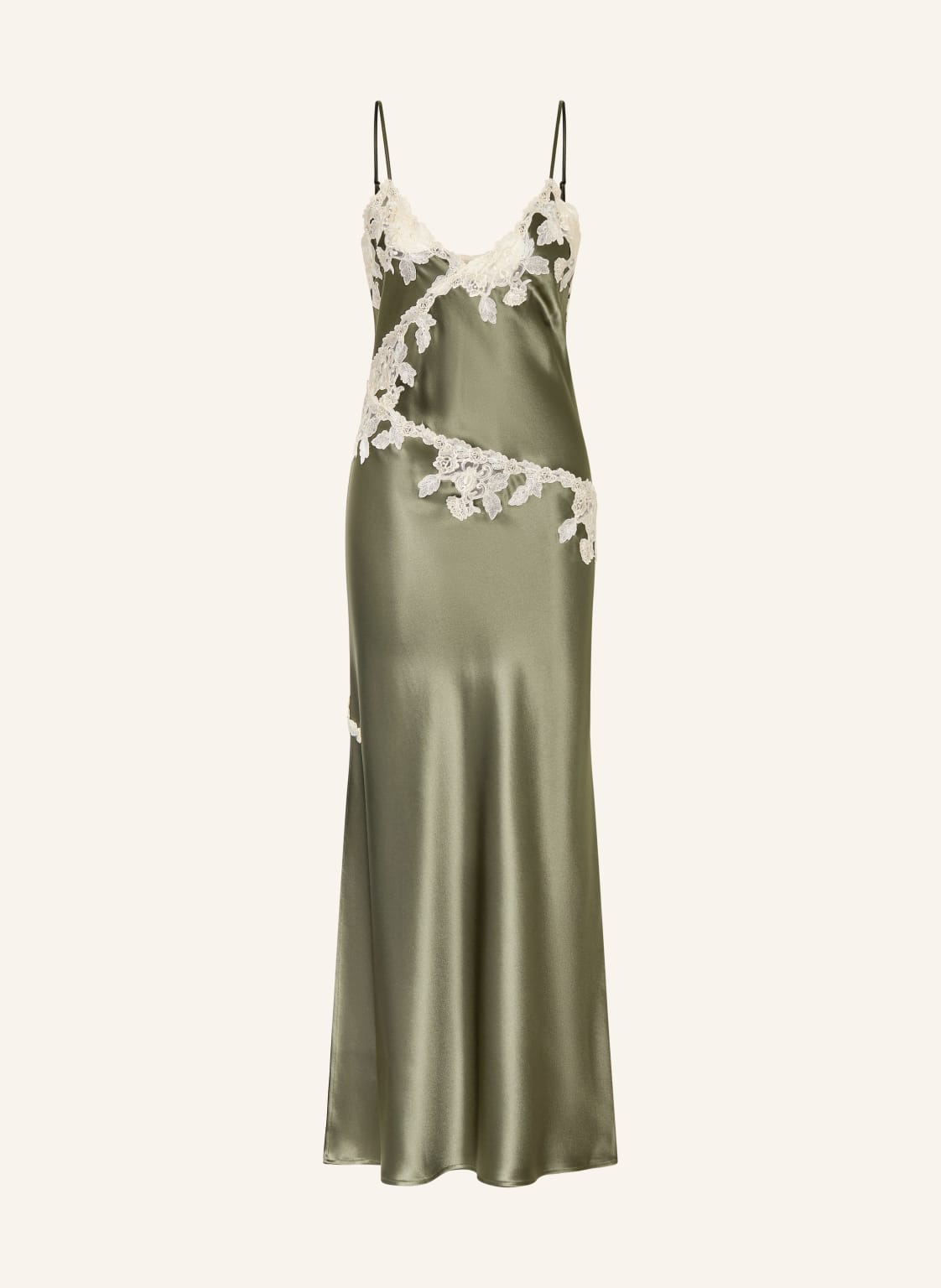 By Malene Birger Satynowa Sukienka Vera Z Koronką gruen