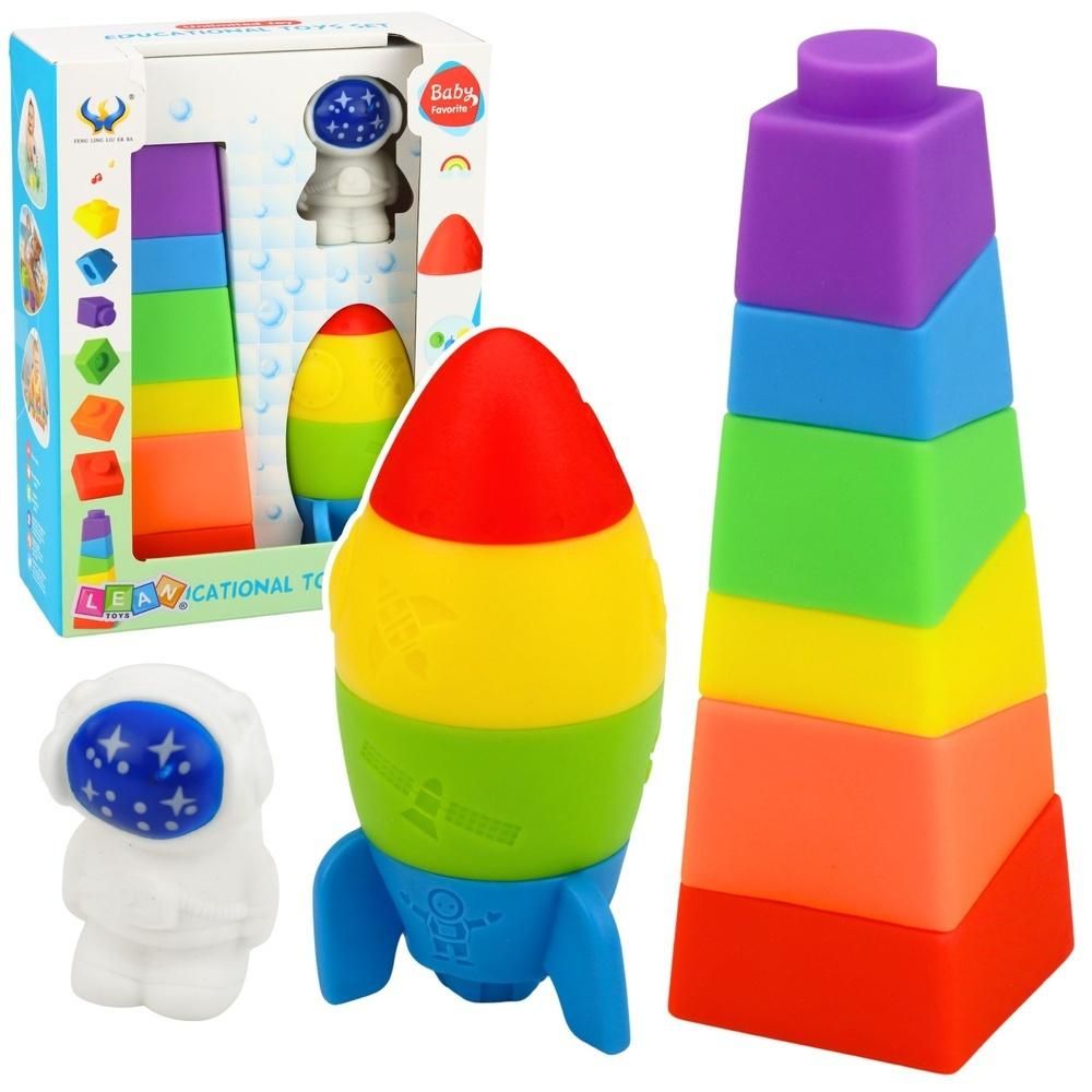 Zestaw klocki gumowe wieża kosmonauta 11el. - klocki