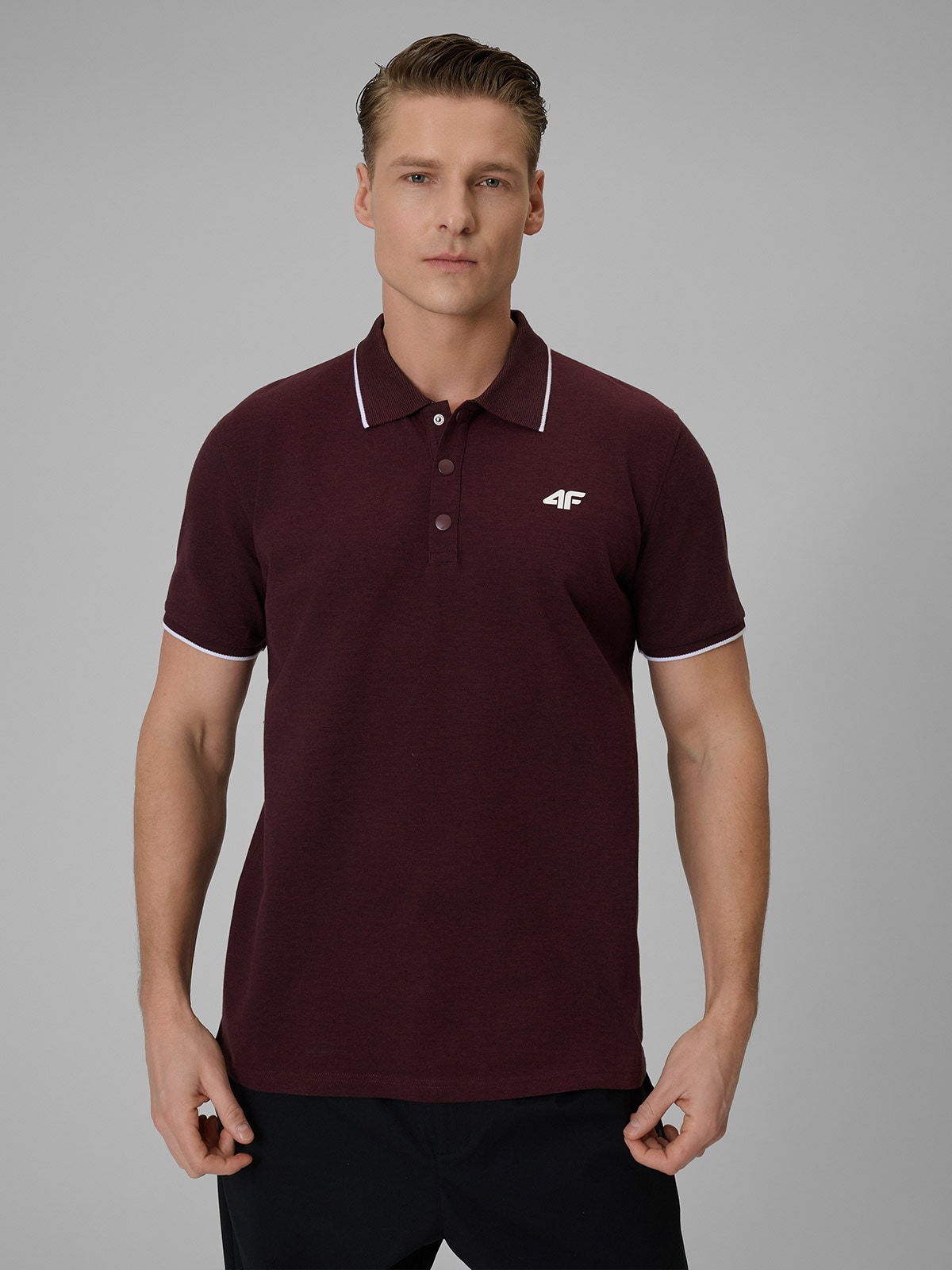 4F Koszulka polo regular męska - czerwona S