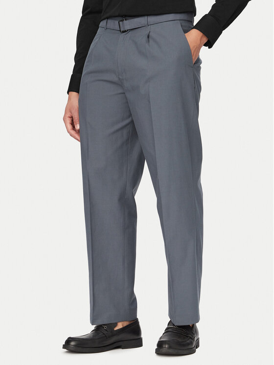 Calvin Klein Spodnie materiałowe LV04LF617G Szary Regular Fit