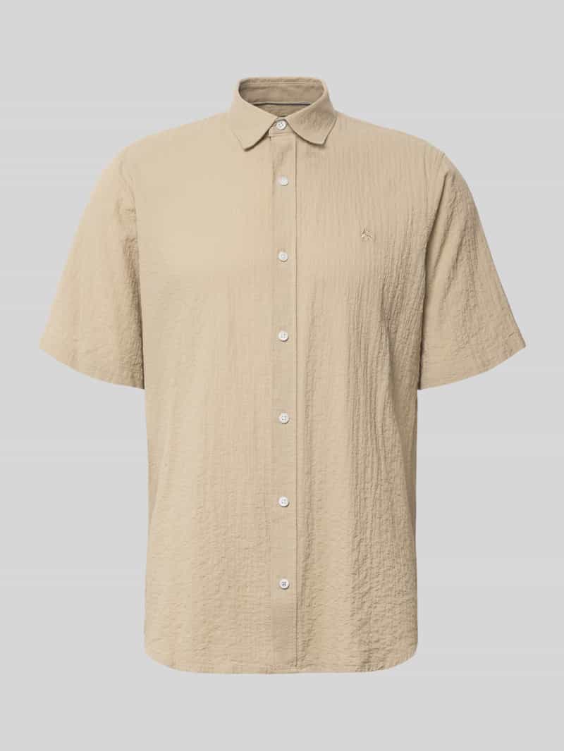 Koszula casualowa o kroju relaxed fit z wyhaftowanym logo i kołnierzykiem typu kent