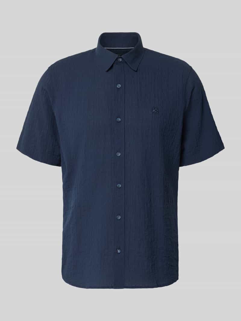 Koszula casualowa o kroju relaxed fit z wyhaftowanym logo i kołnierzykiem typu kent