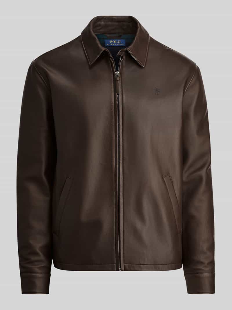 kurtka skórzana, krój regular fit