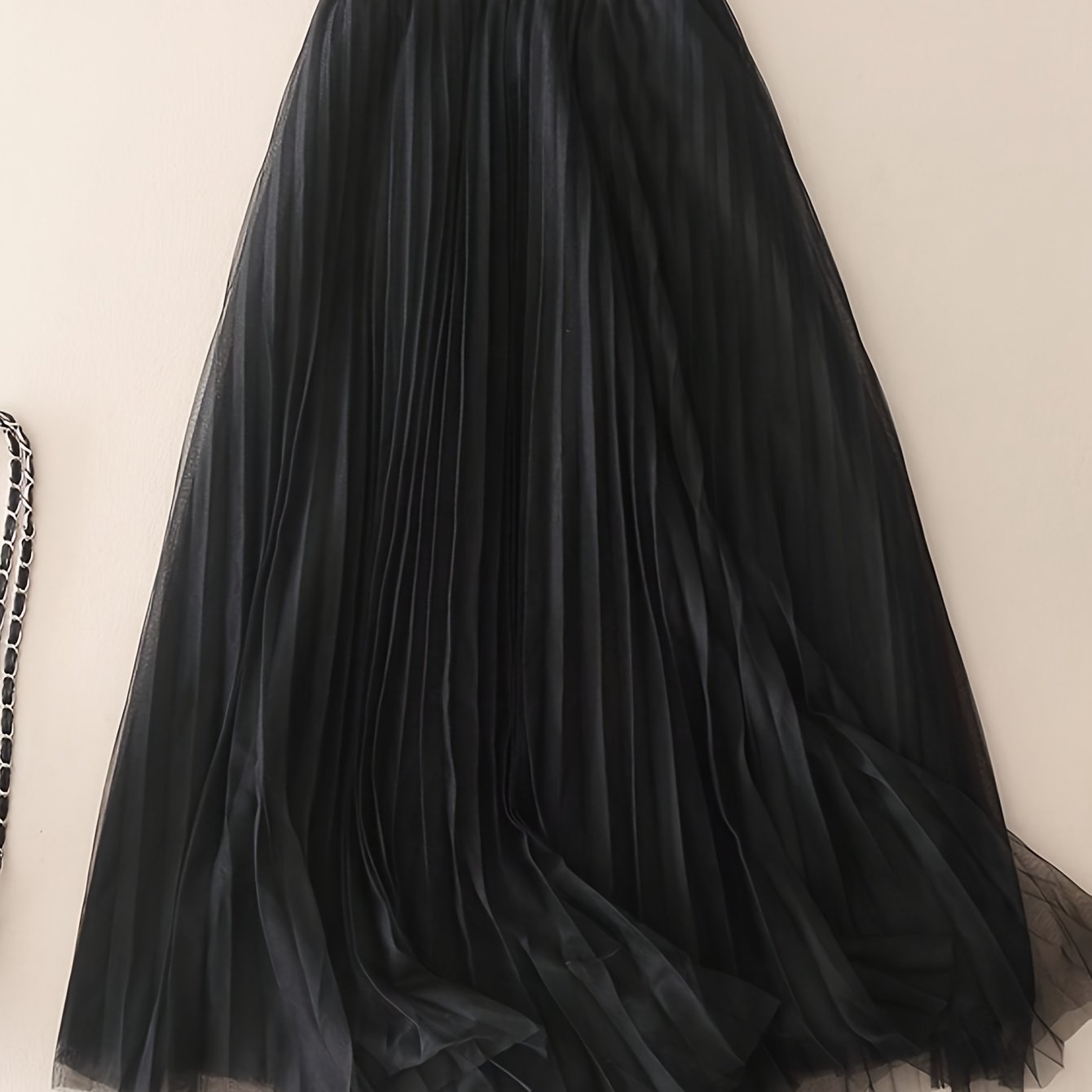 TEMU Spódnica A-Line z Elastycznym Pasem i Plisowaną Siatką w Jednolitym Kolorze dla Kobiet na Wiosnę/