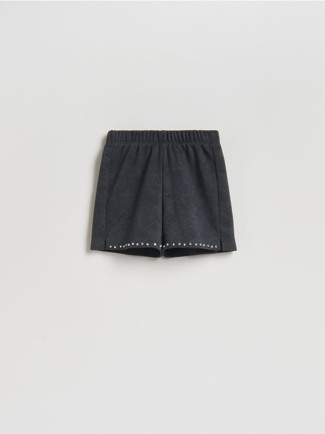 Reserved - Bawełniane szorty z efektem sprania - czarny