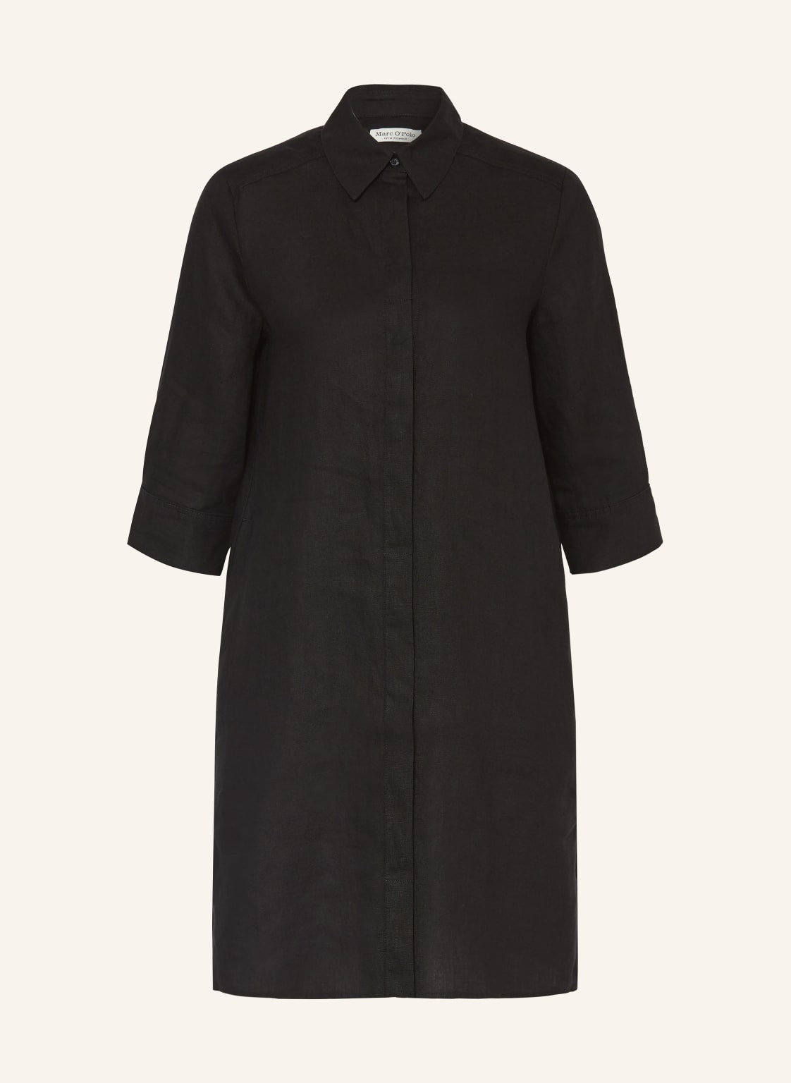 Marc O'polo Lniana Sukienka Koszulowa Z Rękawami 3/4 schwarz
