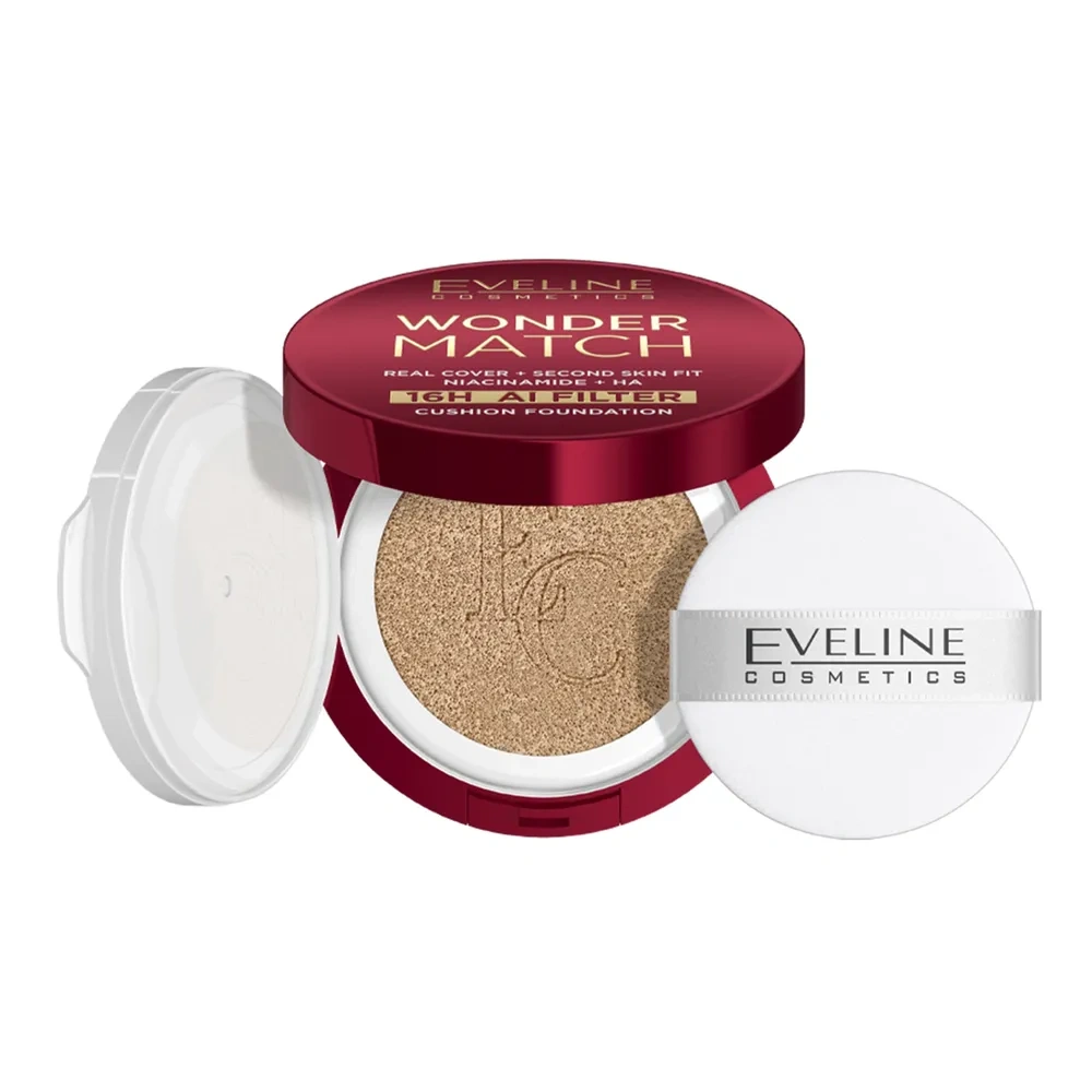 Eveline Cosmetics Wonder Match kryjący podkład cushion z niacynamidem i kwasem hialuronowym 02W Vanilla 15 g