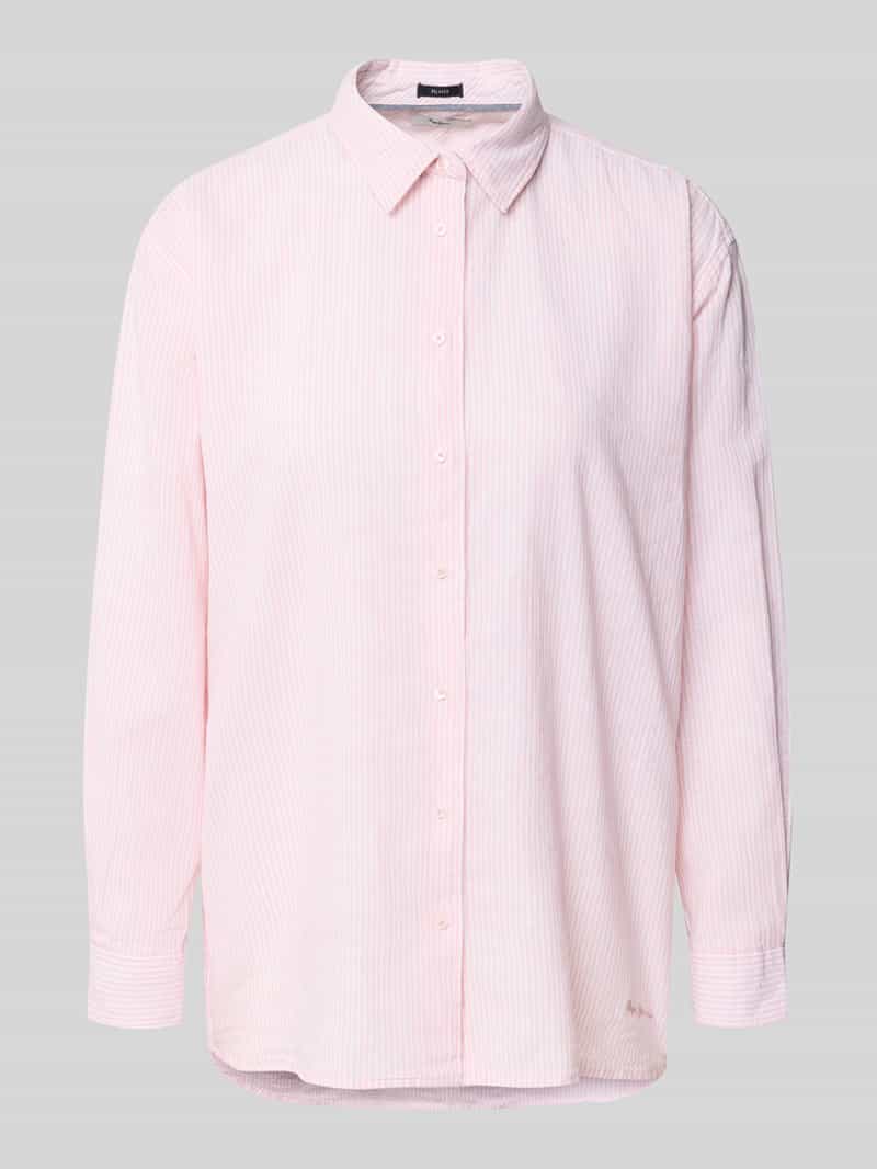 Bluzka koszulowa o kroju relaxed fit z mieszanka lnu i bawełny model 'BERNANY'