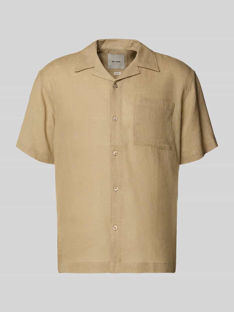 koszula casualowa o kroju relaxed fit z mieszanki lnu i wiskozy model 'LAURENCE'