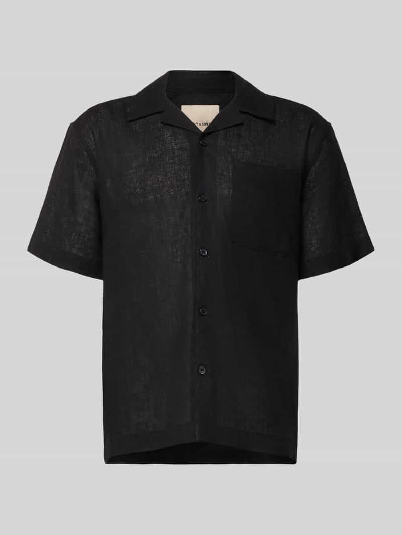 koszula casualowa o kroju relaxed fit z mieszanki lnu i wiskozy model 'LAURENCE'