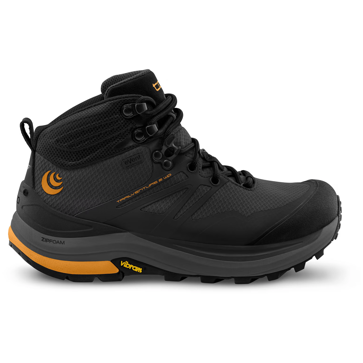 Buty trekkingowe wysokie męskie Topo Trailventure 2 WP Rozmiar butów (UE): 46,5 / Kolor: czarny/pomarańczowy