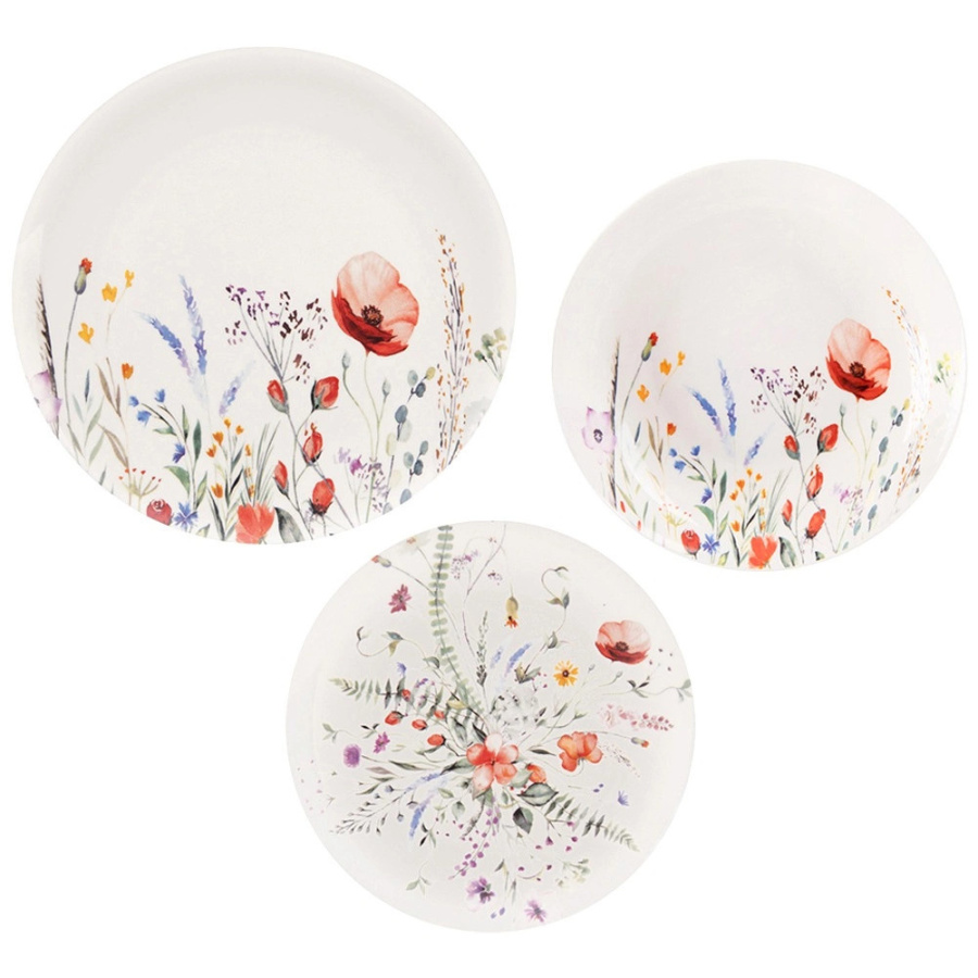Zestaw serwis obiadowy porcelanowy biały MAKI 18 el. O-129597