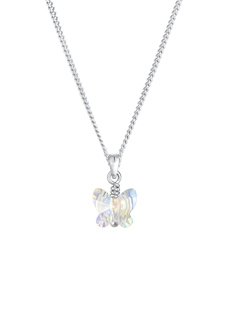 Elli Dziecięcy wisior Motyl mieniący się zabawnie z kryształem w srebrze próby 925 Sterling Silver Naszyjniki 1 ct Damski